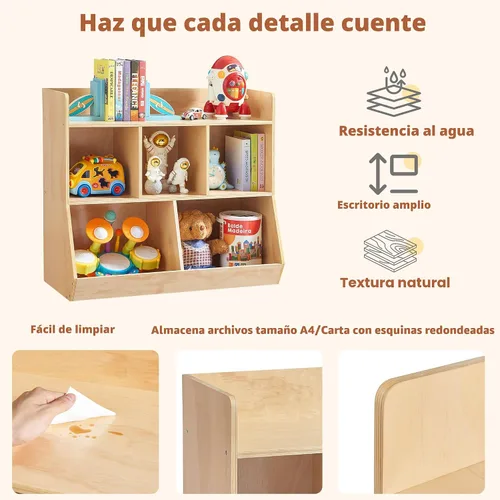 Miniatura 8 de Estante Montessori, organizador de almacenamiento de juguetes de madera contrachapada para libros, juguetes, estantería de 3 estantes, gabinete