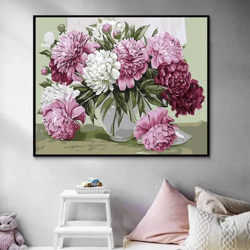 Miniatura 3 de ArtBud Pintura por números para adultos y niños Fácil para principiantes Flores DIY Pintura acrílica Pintura al óleo sobre lienzo Dibujo Pintura