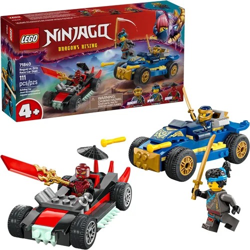 LEGO NINJAGO Duelo de Carreras de Coches Ninja vs. Drix - Juguete de Construcción de Ninja para Niños en Preescolar - Juguete de Ninja con Ladrillo