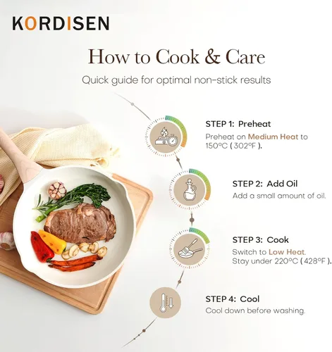 Miniatura 5 de Kordisen Sartén de cerámica antiadherente, sartén grande de cerámica de 12.5 pulgadas, sartén de cocina saludable y no tóxica, mango que se mantiene