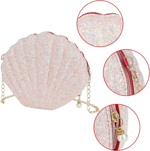 Miniatura 6 de Bolso de noche de concha de mar para mujer, bolso de hombro con correa de cadena de sirena, bolso de mano
