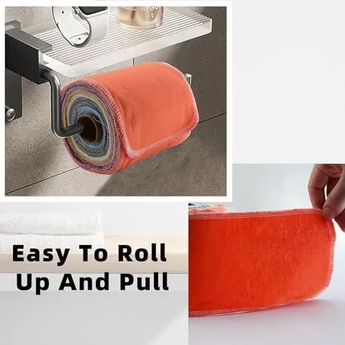 Miniatura 5 de Papel higiénico reutilizable – Toallas de bidé reutilizables de algodón, rollo de toallas absorbentes lavables y sin papel, 64 toallitas lavables