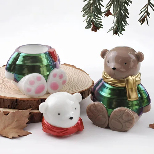 Miniatura 2 de Actvty Molde de resina para tarro de oso, molde de silicona para tarro con tapa, moldes de fundición de epoxi de oso 3D, caja de baratijas, tarro