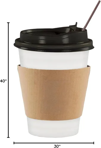 Miniatura 8 de 130 tazas de café de papel desechables con tapas, tazas de café de 12 onzas para el hogar, oficina, fiestas, viajes, tazas de papel premium, incluye