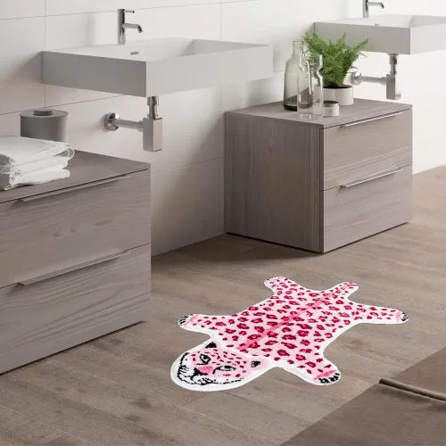 Miniatura 5 de Divertida alfombra de baño de leopardo marrón para baño, bonita alfombra de baño de dibujos animados de leopardo, antideslizante, absorbente
