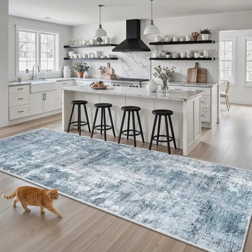 Miniatura 106 de Alfombra de pasillo Soalmost 2'6" x 10' lavable, alfombra antideslizante para cocina, baño, lavandería, alfombras vintage ultra delgadas para Beige