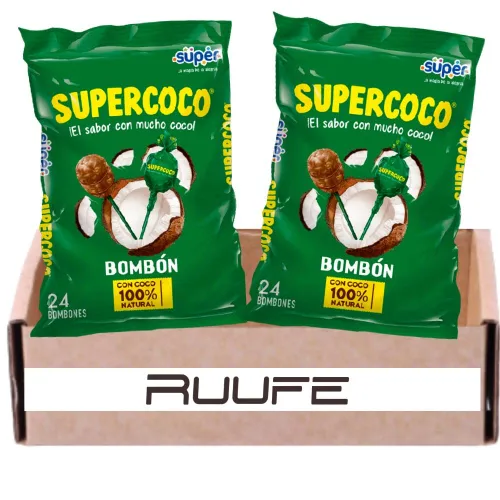 Supercoco Candy Bonbon (2 unidades - 24 unidades por paquete) Dulces colombianos super coco candy colombiano snack dulce colombiano Comida colombiana