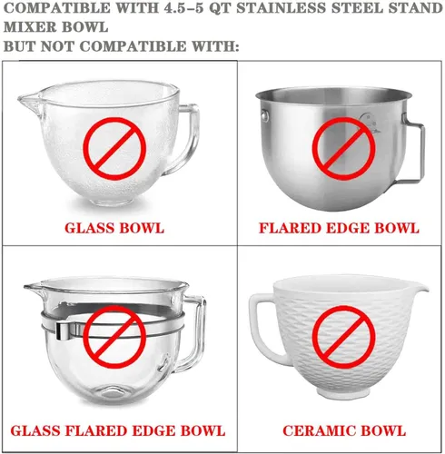 Miniatura 3 de KitchenAid - Juego de 2 fundas para tazones de 4.5 a 5 cuartos de galón con cabezal inclinable, tapas para tazones