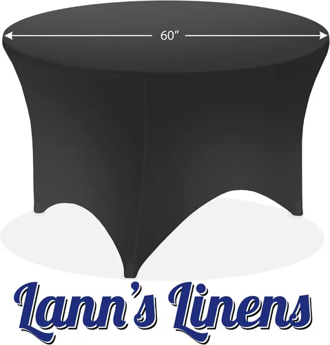 Miniatura 7 de Lann's Linens Mantel redondo de elastano de 5 pies (60 pulgadas), funda elástica y ajustable, color negro