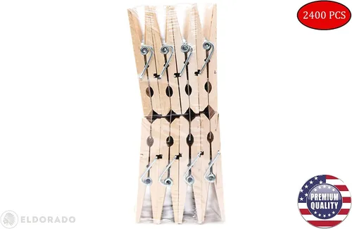 Miniatura 2 de Eldorado Pinzas para ropa, madera ntural estándar, a prueba de manchas, 3 pulgadas, paquete de 2400 unidades, para uso diario, ropa, toallas
