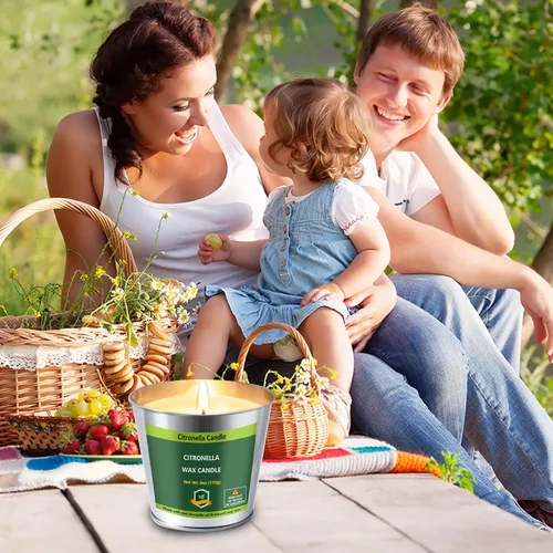 Miniatura 4 de Velas de citronela para exteriores, 6 onzas, paquete de 4 velas de 128 horas de combustión, juego de velas de citronela para exteriores, fiestas