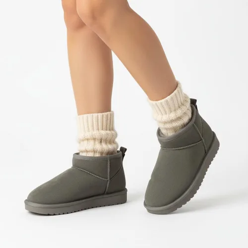 Miniatura 110 de CUSHIONAIRE, Hip 2 - Botas de nieve de gamuza auténtica para mujer, sin cordones, con cómodo forro de piel de oveja sintética + espuma viscoelástica