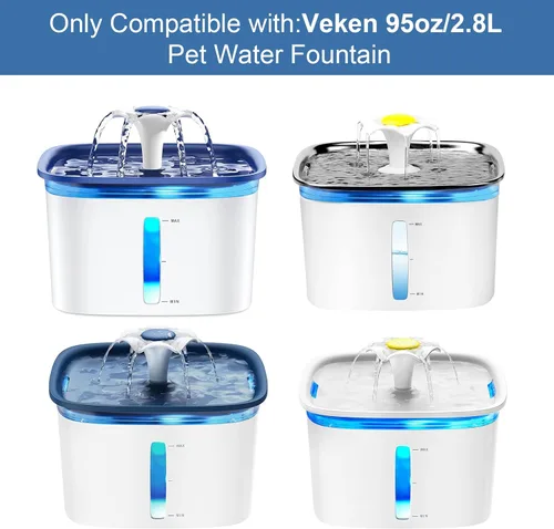 Miniatura 2 de Paquete de 8 filtros de repuesto y 8 esponjas de repuesto para Veken de 95 oz/2.8 L, fuente de agua para gatos, dispensador de agua para perros