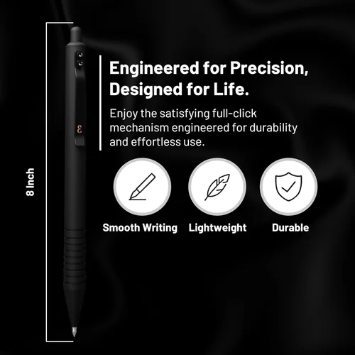 Miniatura 3 de Everyman Black Grafton - Bolígrafo de gel recargable súper mate de clic completo Herramienta de escritura EDC duradera con agarre profundo Flujo