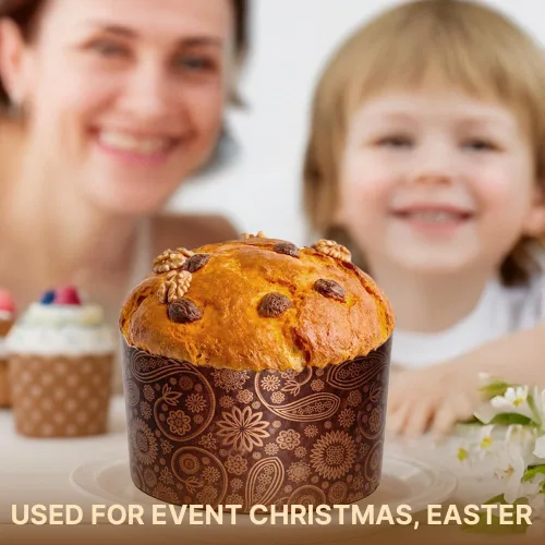 Miniatura 6 de Panettone - Molde de papel para hornear, 6 unidades, 25 onzas, grandes, paska kulich, pan, pasteles, formas, desechables, redondos, moldes