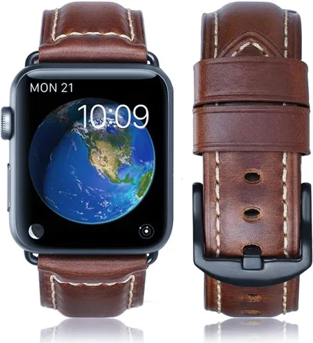 Miniatura 17 de HUAFIY Compatible para Correas de Apple Watch 42mm 44mm 45mm 46mm 49mm 38mm 40mm 41mm, Correa de Cuero Genuino para iWatch Serie 11/10/9/8, 7, 6, 5