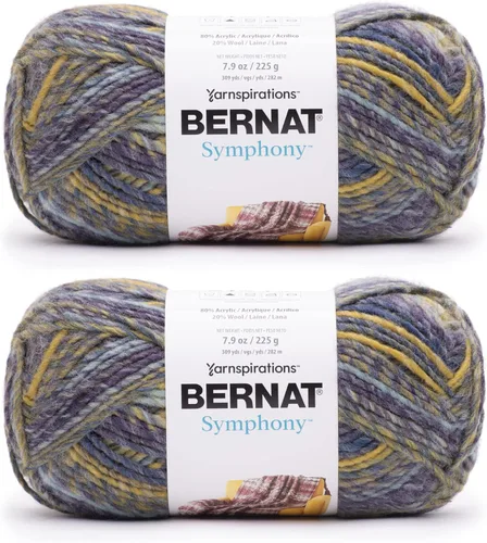 Miniatura 3 de Bernat Symphony - Ovillo de concha marina, paquete de 2 unidades de 8 onzas, mezcla de lana, 5 voluminosos, 309 yardas, tejido/ganchillo Conchas