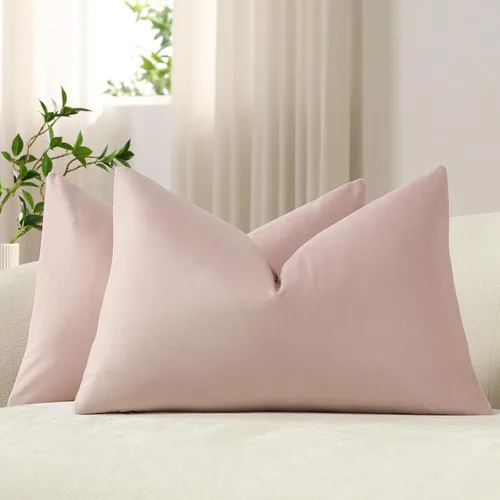 Miniatura 33 de Dezene - 2 fundas decorativas de terciopelo para almohada Hielo de vainilla