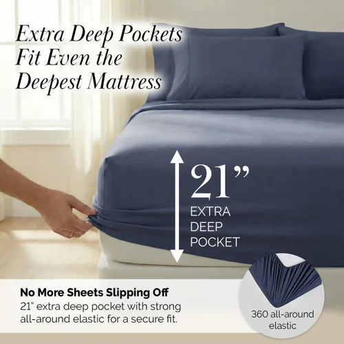 Miniatura 151 de Southshore Fine Living, Inc. Juego de 7 piezas de sábanas King divididas para cama ajustable, juego de sábanas King divididas con bolsillo de 21