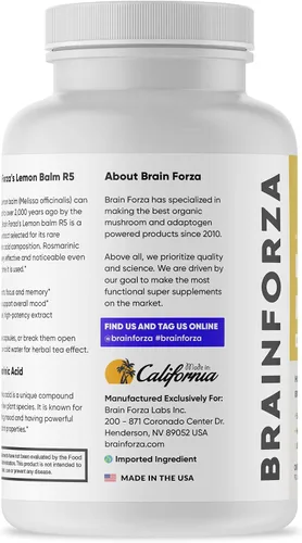 Miniatura 2 de Brain Forza Cápsulas de extracto de bálsamo de limón europeo - Extracto estandarizado 5% ácido rosmarínico, 90 cápsulas