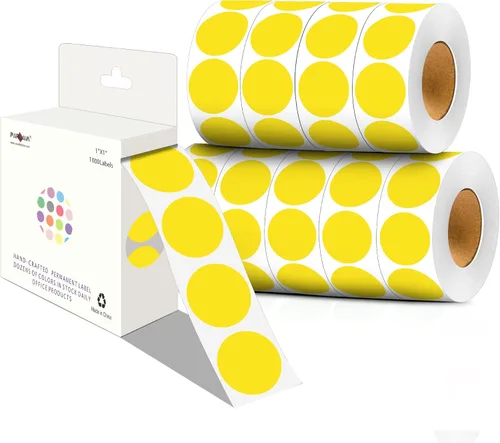 Miniatura 43 de PARLAIM Pegatinas adhesivas permanentes redondas de 1 pulgada con código de color en forma de puntos, 1000 por rollo, caja dispensadora de Azul