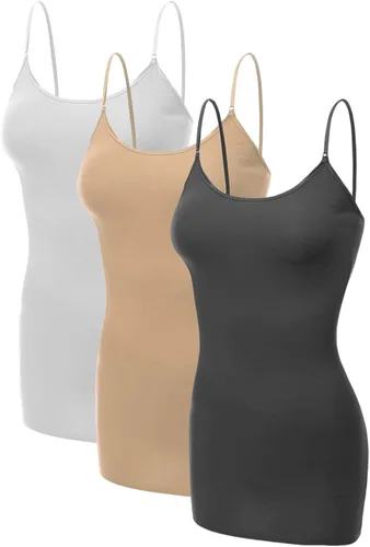 Miniatura 304 de Emmalise Camisola larga casual básica para mujer, con tirantes ajustables, top en capas