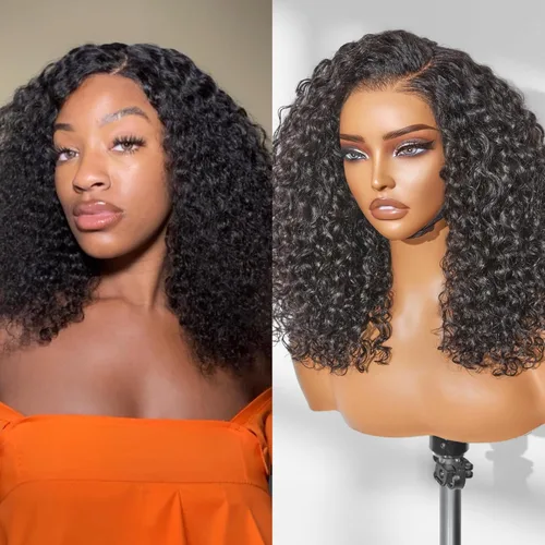 Miniatura 30 de Luvme Hair - Peluca Bob de encaje frontal con bordes rizados 4C, 10 pulgadas, cabello humano lacio tipo afro, sin pegamento, con separación profunda