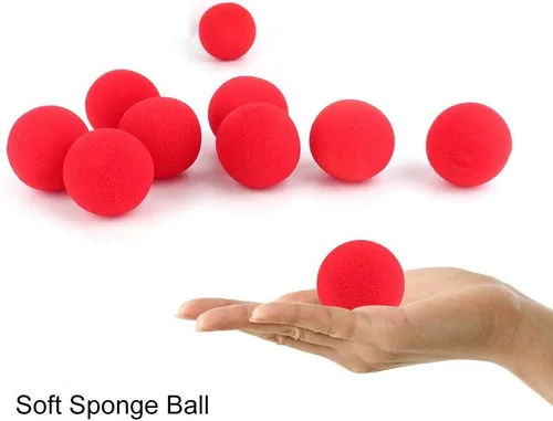 Miniatura 2 de Sonew Pelota de esponja, 10 bolas mágicas de esponja suave roja para accesorios de calle, truco clásico de comedia