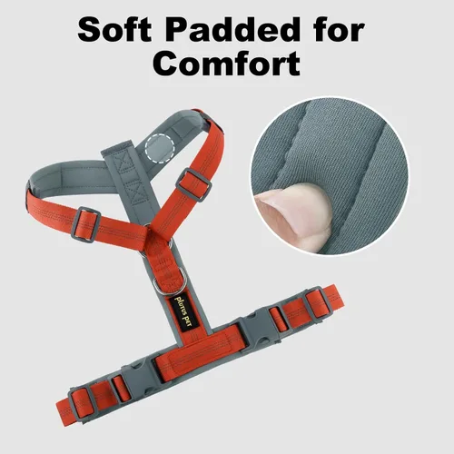 Miniatura 36 de Arnés para perro Plutus Pet sin tirón, arnés ajustable de nylon con acolchado suave, arnés para perro reflectante y resistente para perros pequeños