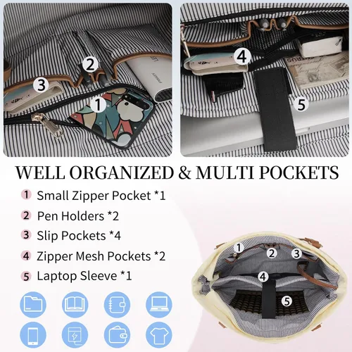 Miniatura 3 de VONXURY - Bolsa de mano para laptop para mujer, bolsa de hombro para computadora de 15.6 pulgadas, bolsa de trabajo para profesores, bolsa de viaje