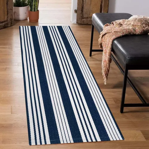 Miniatura 31 de Tapete para exteriores de rayas color negro y blanco, tapete tejido a mano lavable a máquina para interiores, porche, entrada, sala, pasillo, Rayas