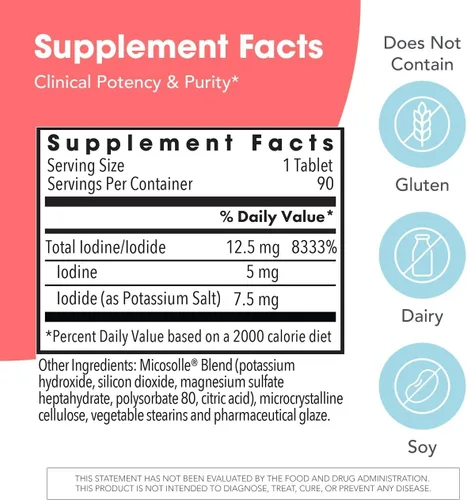 Miniatura 3 de ARG Optimox Yodoral 6.25 mg - Suplemento de yodo y potasio para apoyo al equilibrio tiroideo y metabólico, libre de soja y gluten, 90 porciones, 90