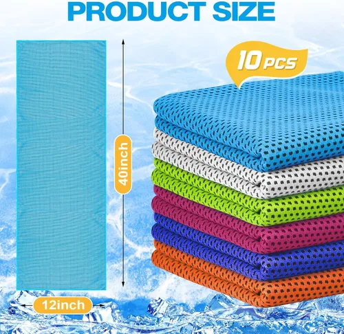 Miniatura 5 de MENOLY Paquete de 10 toallas refrescantes, 40 x 12 pulgadas, toallas refrescantes para cuello y cara con bolsas de transporte transpirables, trapos