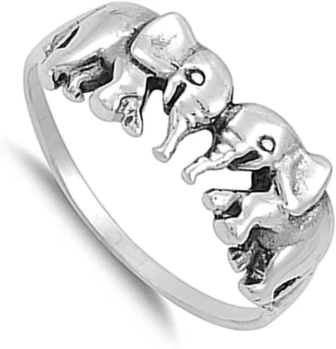 Miniatura 3 de Elija su anillo destacado de elefante de plata