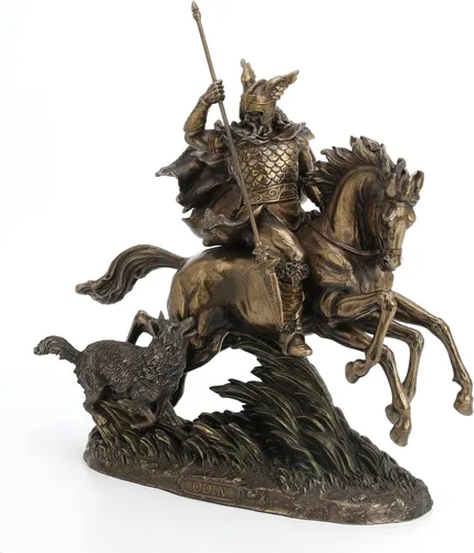 Miniatura 2 de Veronese Design Odin Riding Sleipnir Escultura seguida por el lobo