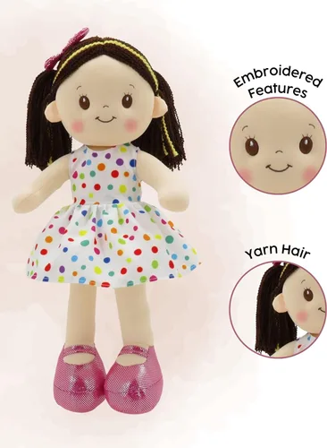 Miniatura 3 de Linzy Toys - Muñeca de trapo de felpa suave Adalyn de 16 pulgadas con lunares coloridos para niñas – Compañera de abrazo rellena para dormir