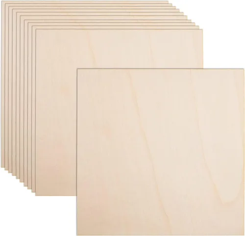 Miniatura 8 de Paquete de 12 hojas de tilo para manualidades - 30,5 x 30,5 x 3 mm - Hojas de madera contrachapada de 3 mm de espesor con superficies lisas - Tablas
