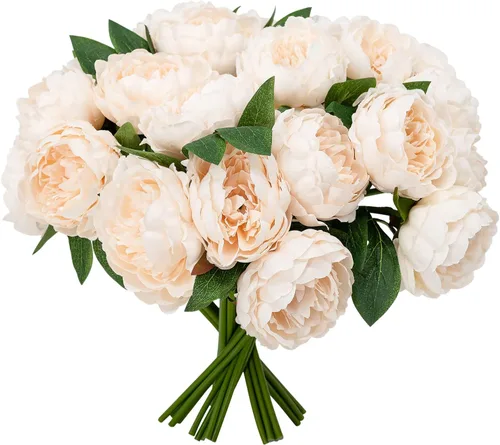 Miniatura 16 de Flores artificiales/falsas/sintéticas, rosas con 2 flores, coral, 10 unidades para bodas, hogar, fiestas, restaurantes