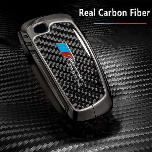 Miniatura 3 de Funda para llavero BMW con llavero, fibra de carbono real, protección de aleación de zinc, compatible con BMW 1 3 4 5 6 7 Series X1 X3 X4 M5 M6 GT3