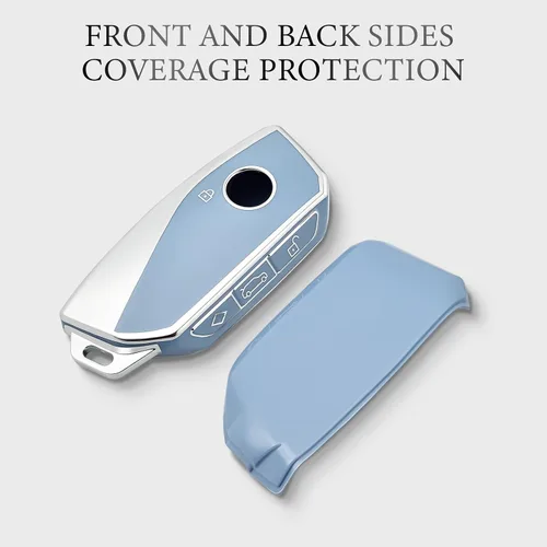 Miniatura 6 de OFFCURVE Funda para llavero con llavero para BMW, compatible con BMW I7 M Sport 2023 X7 i7 xi X1 IX M5 7 Series 735Li 740 4 botones Smart Key Fob