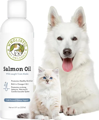 Miniatura 10 de Wholistic Pet Organics Aceite de salmón salvaje de Alaska para perros y gatos, aceite de pescado Omega 3 para perros y gatos, suplemento para piel