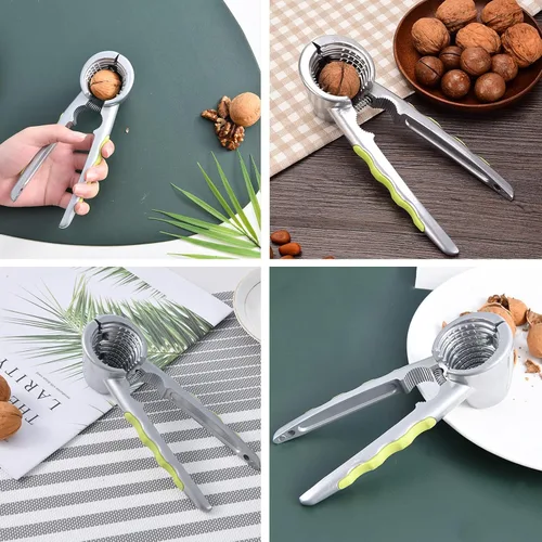 Miniatura 6 de plplaaoo - Alicates de nueces duraderos para nueces, galleta de nueces multifuncional, abridor de galletas de nueces con aguja de nogal y mango
