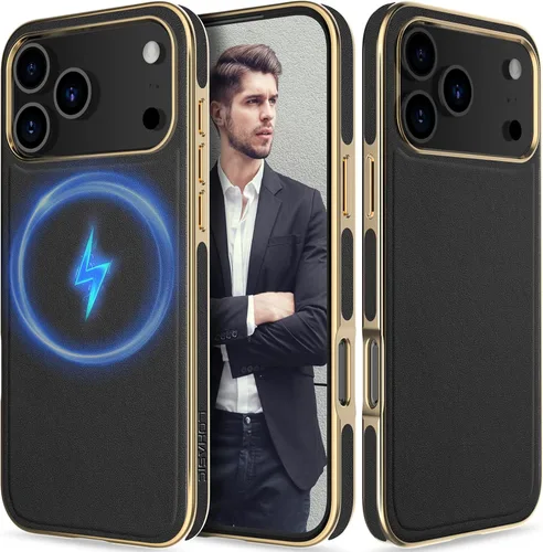 Miniatura 25 de LOHASIC Funda de cuero para iPhone 17 Pro, compatible con MagSafe Professional Business Style Funda protectora de piel sintética de primera calidad