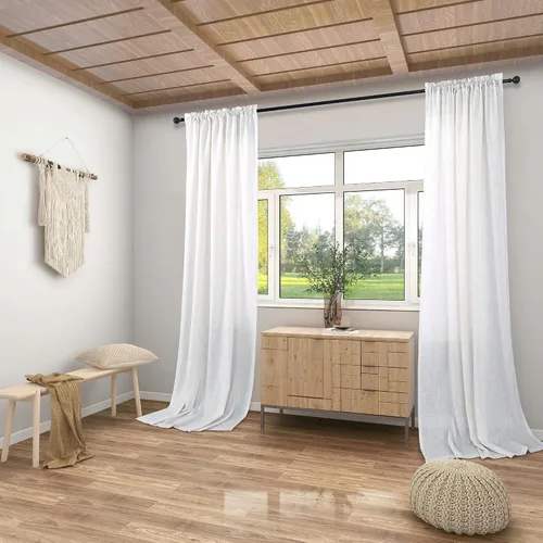 Miniatura 86 de KOUFALL Juego de 2 cortinas de puerta francesa, cortinas de lino para puerta/ventana, cortina transparente boho para cristal lateral delantero