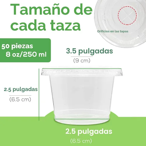 Miniatura 2 de Qyyiguf Paquete de 50 Vasos de Plástico Desechables de 8 OZ con Tapas Planas, Vasos Desechables para Helado, Contenedor de Comida para Llevar