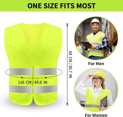 Miniatura 5 de Chaleco de seguridad, chaleco reflectante de alta visibilidad para hombres, trabajo, ciclismo, corredor, topógrafo, voluntario, carretera