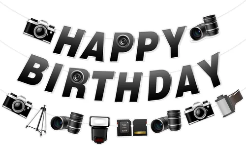 Miniatura 2 de Decoración de fiesta de cumpleaños para fotógrafo, guirnalda con temática de fotografía, pancarta de feliz cumpleaños, guirnalda de cámara