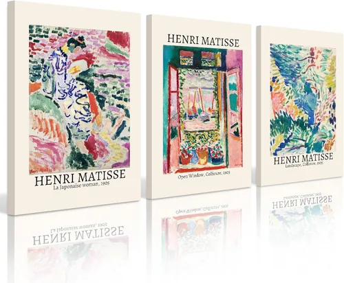 Miniatura 9 de Henri Matisse - Juego de 3 impresiones artísticas de pared de Matisse para decoración de pared, póster estético de lienzo colorido abstracto rosa