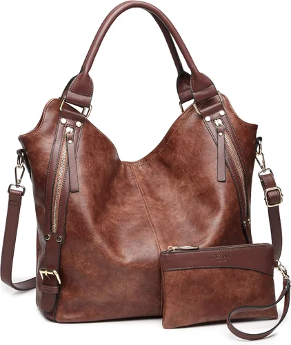 Bolso de mano tipo hobo para mujer, de piel sintética, con correa ajustable para el hombro, a la moda