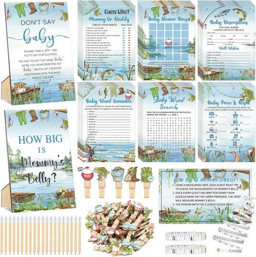 Miniatura 26 de Funnymoom 426 Piezas Juego de Juegos para Baby Shower de Papel Kraft - 8 Juegos, Incluye Bingo de Baby Shower, El Precio Correcto, Adivina Quién